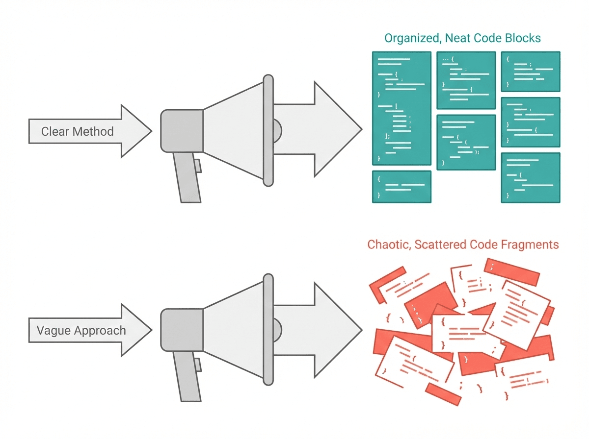 插圖顯示 AI 程式開發的兩條路：一條通向高品質產品，另一條通向 AI Slop